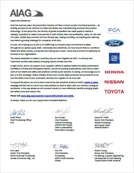 Commitment To Safety Letter